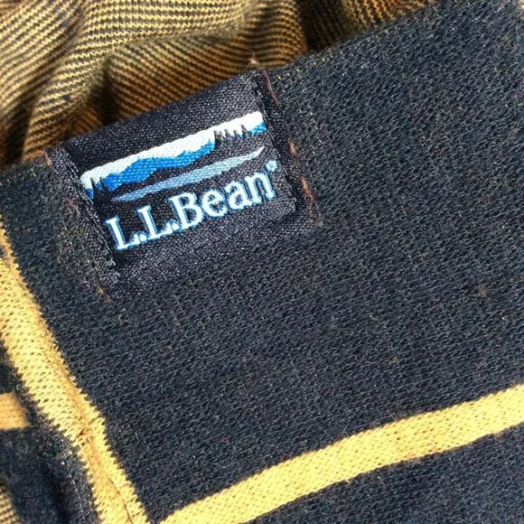 L. L. Bean Button Down Knit Shirt Navy Blue With Gold Size Large - Picture 8 of 11